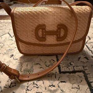 Boden Tan and Brown Crossbody Bag with Woven Texture